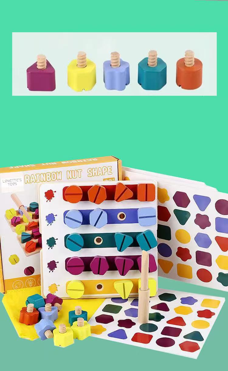LYNETTE'S TOYS Montessori Screw Driver Board Set for Toddlers – Montessori Learning Toy for Toddlers 3+ | STEM Shape Sorter & Fine Motor Skills Activity | Safe, Durable, Travel-Friendly