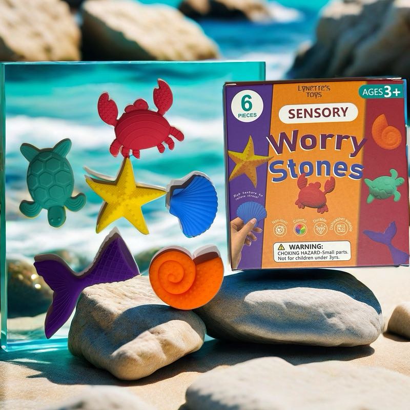 LYNETTE'S TOYS Ocean Series Sensory Fidget Toys – 6-Pack Ocean Animal Squishies (Dolphin, Turtle, Whale, Octopus, Crab, Seal) for Stress Relief, Focus & Sensory Play | ADHD/Autism Support, Preschool Learning Toys for Kids