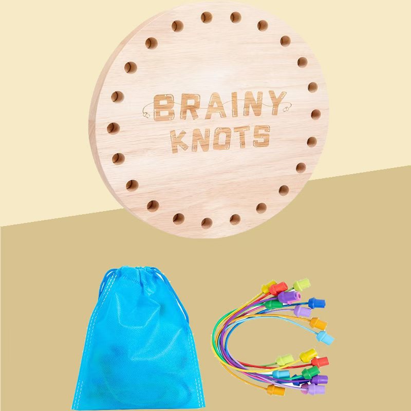 The Rope Untying Challenge, Wooden Brain Teaser Puzzle Board, Educational STEM Toy for Kids, Ages 3+, with Storage Bag