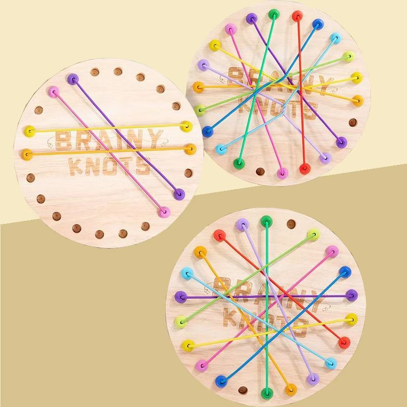 The Rope Untying Challenge, Wooden Brain Teaser Puzzle Board, Educational STEM Toy for Kids, Ages 3+, with Storage Bag