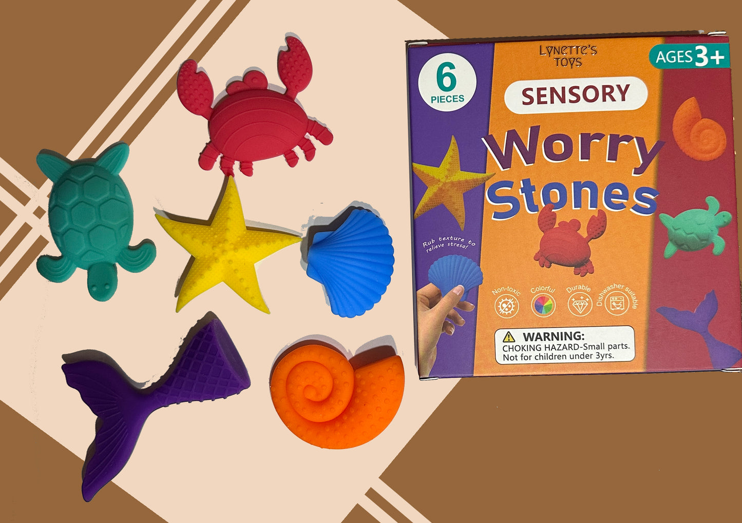 LYNETTE'S TOYS Ocean Series Sensory Fidget Toys – 6-Pack Ocean Animal Squishies (Dolphin, Turtle, Whale, Octopus, Crab, Seal) for Stress Relief, Focus & Sensory Play | ADHD/Autism Support, Preschool Learning Toys for Kids