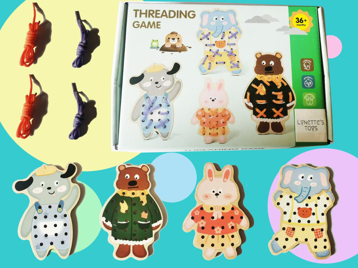 Lynette's Toys Threading Game - Educational Craft Toy for Toddlers, Suitable for Ages 3+