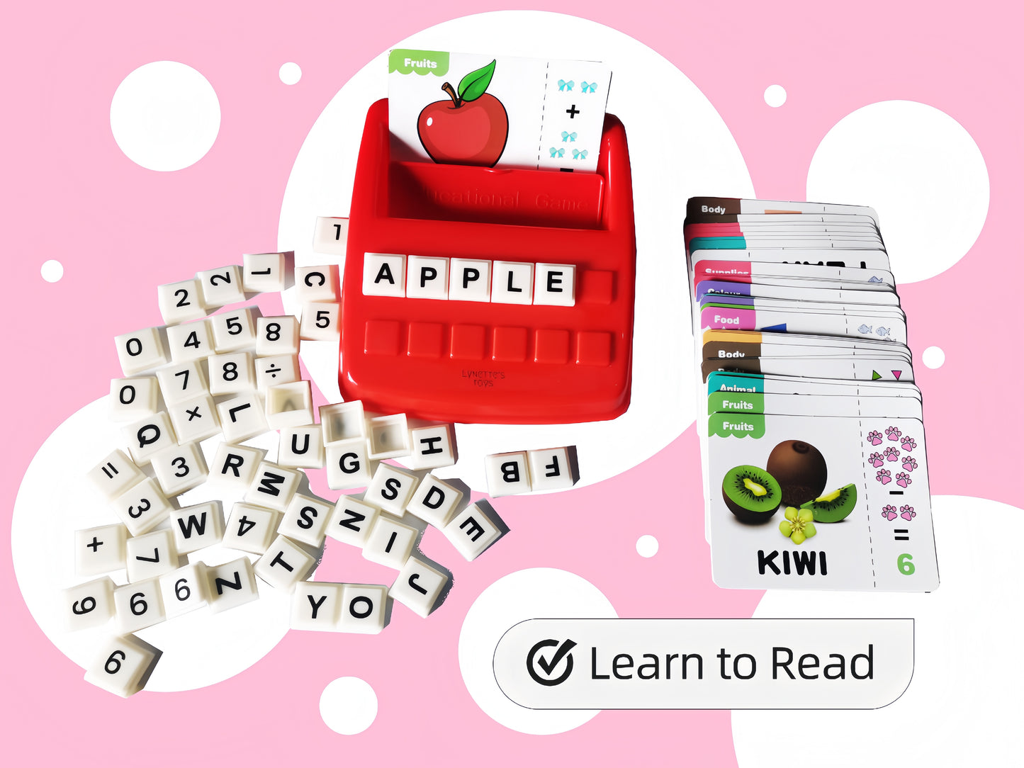LYNETTE'S TOYS 2 in 1 Flash Card Game Set Box-Montessori Toy for Caculate and Spell Skill, Kindy and Preschooler Aged 3+ Educational Toy