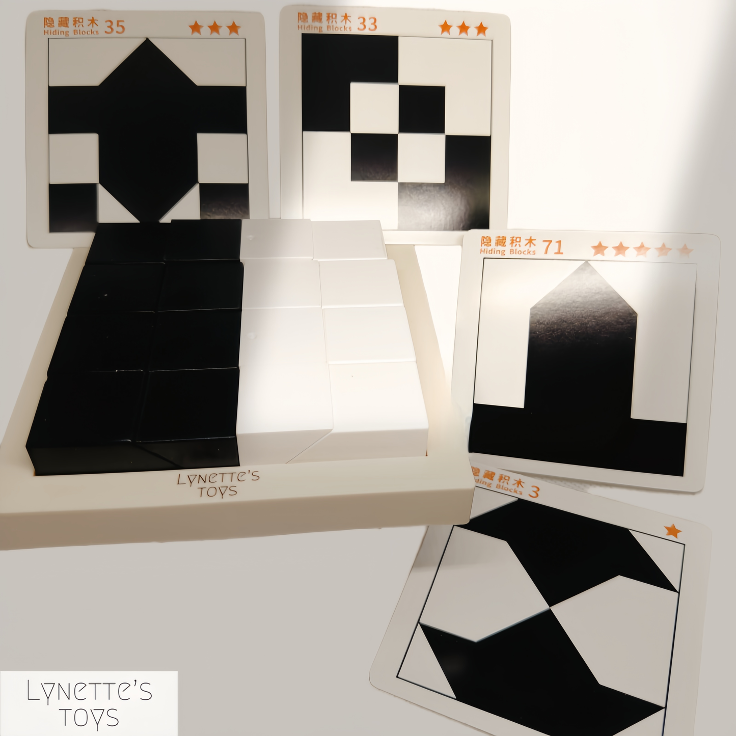 LYNETTE'S TOYS Kids Magnetic Geometric Puzzle Toy Black & White STEM Educational Game Boost Logic, Creativity & Spatial Skills Kids Ages 3 and Up