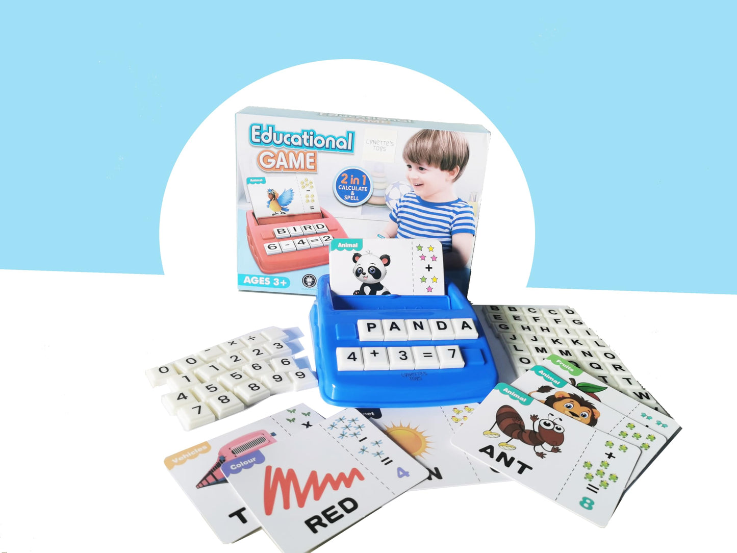 LYNETTE'S TOYS 2 in 1 Flash Card Game Set Box-Montessori Toy for Caculate and Spell Skill, Kindy and Preschooler Aged 3+ Educational Toy