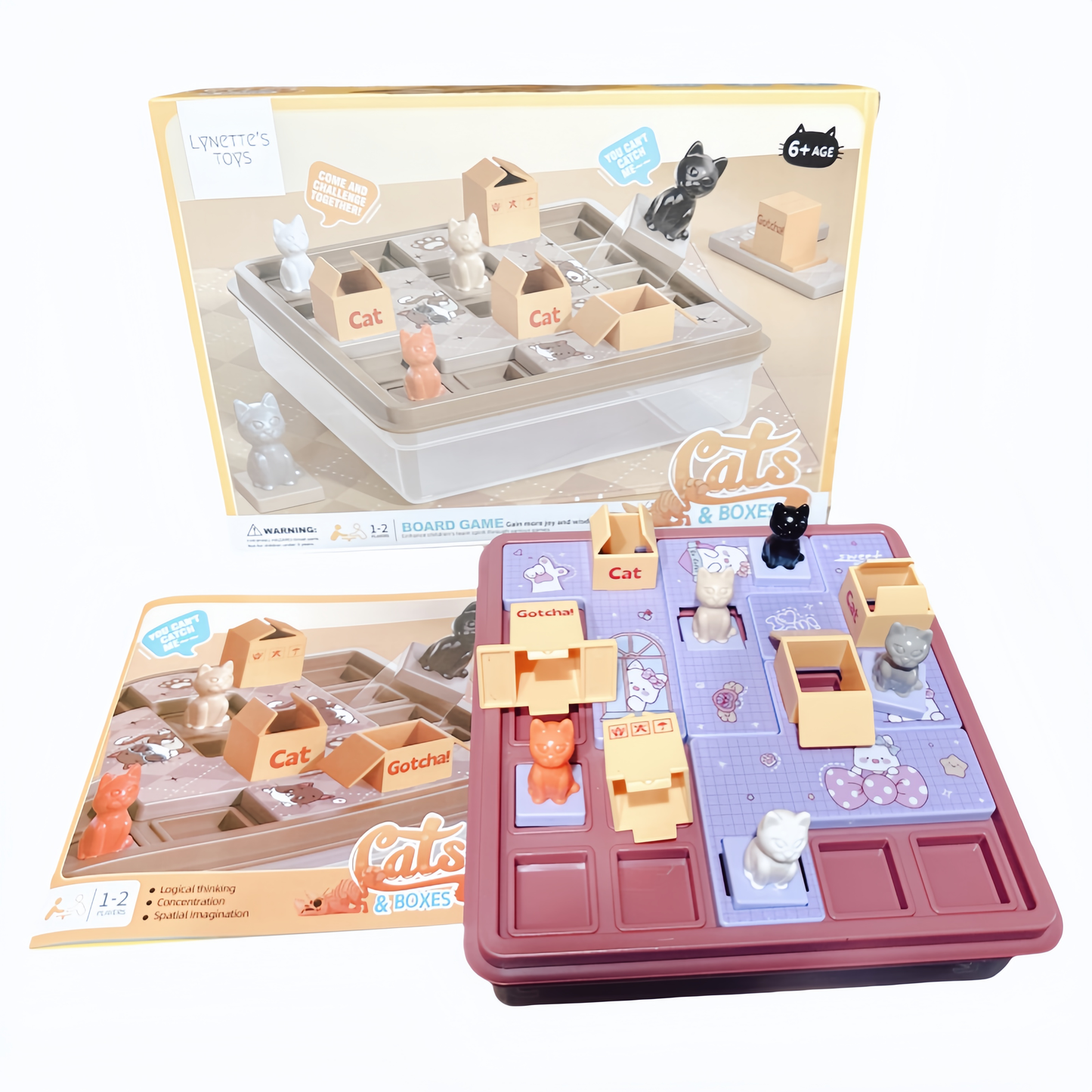 LYNETTE'S TOYS Catch The Cat Puzzle - Montessori Board Game, Educational Toy for Kids 6+ Years, IQ Toys, Developing Problem Solving Skill and Creative Thinking, Compact Travel Game