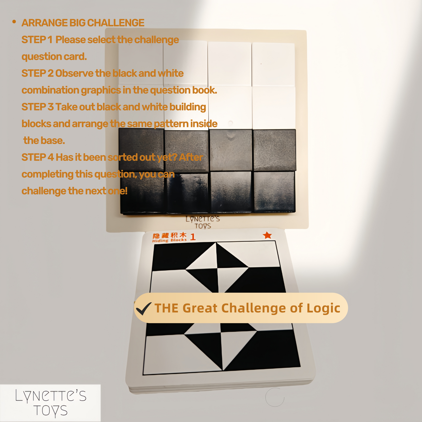 LYNETTE'S TOYS Kids Magnetic Geometric Puzzle Toy Black & White STEM Educational Game Boost Logic, Creativity & Spatial Skills Kids Ages 3 and Up