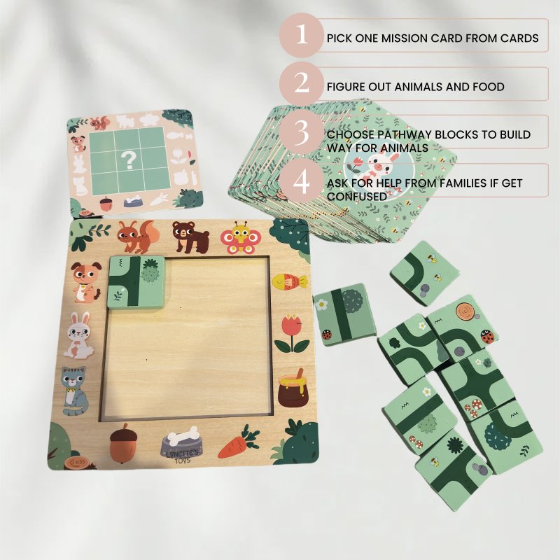 Lynette's Toys Wooden Wayfinding Puzzle for Children Aged 3+, Montessori Toys, Develop Logical Thinking and Problem-Solving Skill, Educational Interactive Toy, Travel Toy, Gift Choice for Birthday