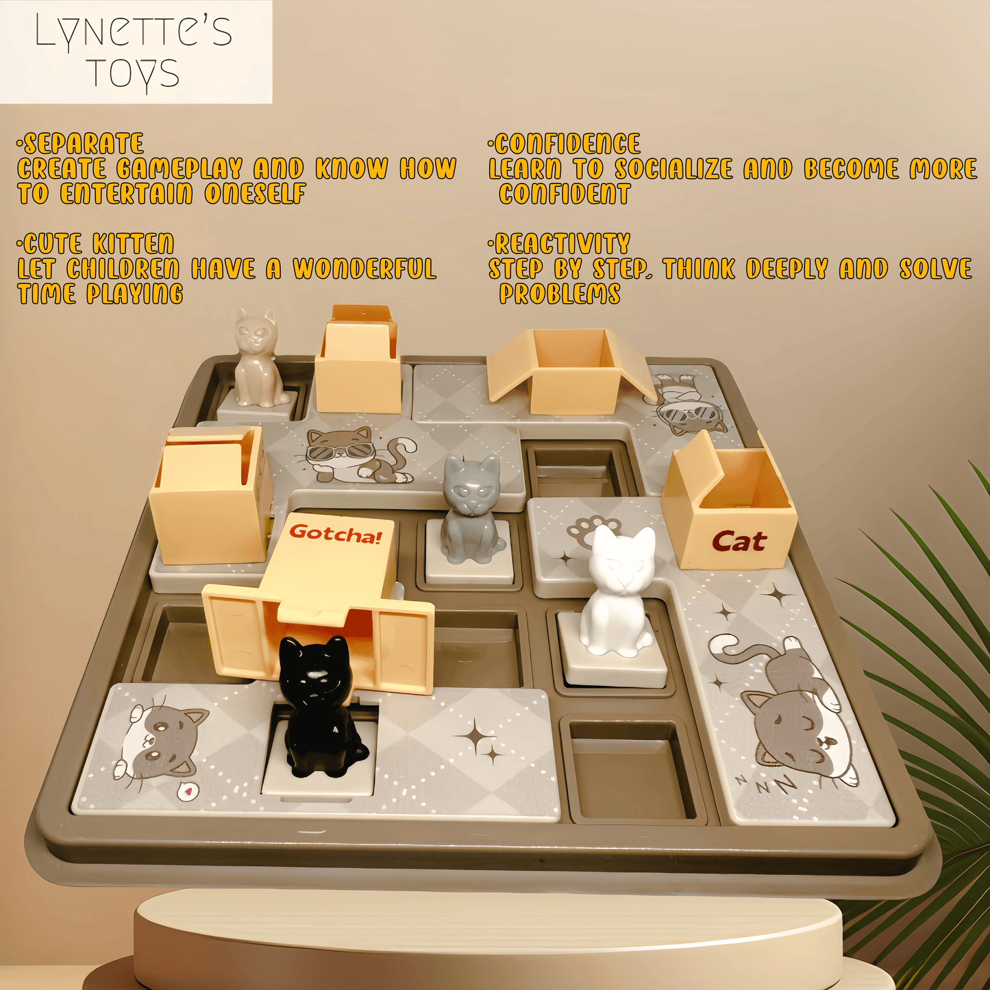 LYNETTE'S TOYS Catch The Cat Puzzle - Montessori Board Game, Educational Toy for Kids 6+ Years, IQ Toys, Developing Problem Solving Skill and Creative Thinking, Compact Travel Game