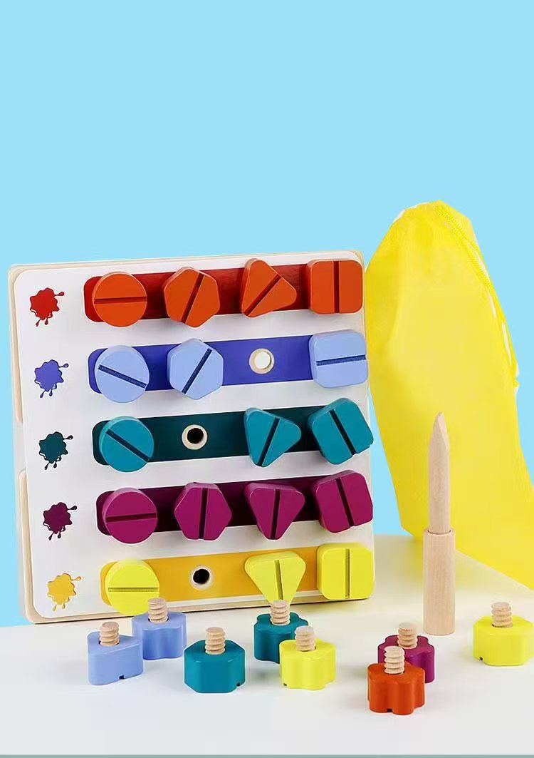 LYNETTE'S TOYS Montessori Screw Driver Board Set for Toddlers – Montessori Learning Toy for Toddlers 3+ | STEM Shape Sorter & Fine Motor Skills Activity | Safe, Durable, Travel-Friendly
