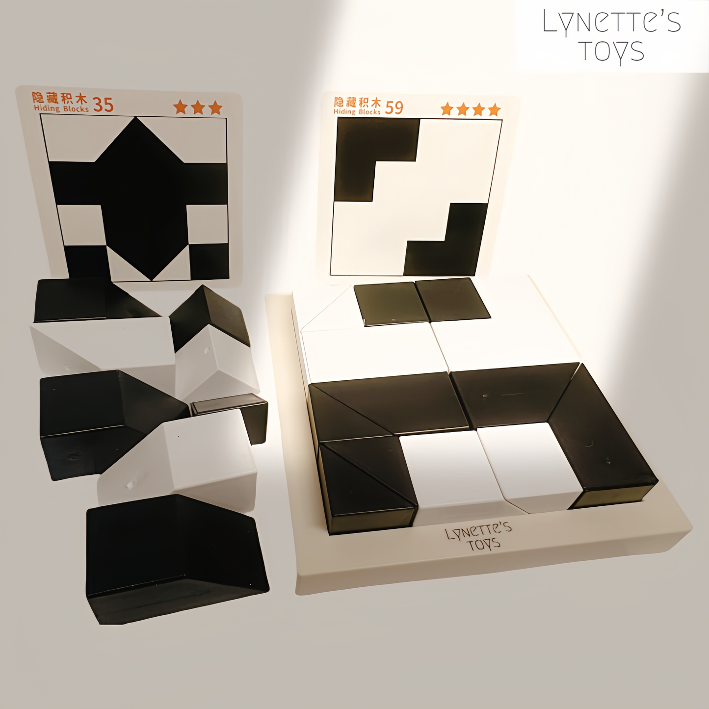 LYNETTE'S TOYS Kids Magnetic Geometric Puzzle Toy Black & White STEM Educational Game Boost Logic, Creativity & Spatial Skills Kids Ages 3 and Up