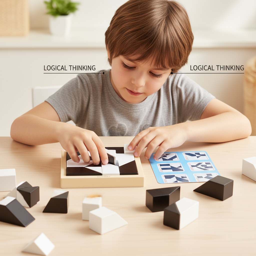 LYNETTE'S TOYS Kids Magnetic Geometric Puzzle Toy Black & White STEM Educational Game Boost Logic, Creativity & Spatial Skills Kids Ages 3 and Up