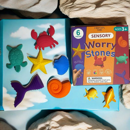 LYNETTE'S TOYS Ocean Series Sensory Fidget Toys – 6-Pack Ocean Animal Squishies (Dolphin, Turtle, Whale, Octopus, Crab, Seal) for Stress Relief, Focus & Sensory Play | ADHD/Autism Support, Preschool Learning Toys for Kids