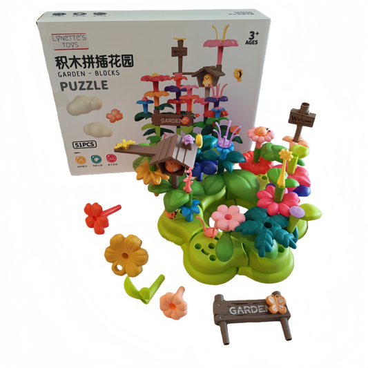 Lynette's Toys Flower Garden Building Toy - 51 PCS STEM Educational Gardening Playset for Toddlers Age 3+ - Creative Bouquet Arrangement Kit for Fine Motor Skills & Color Recognition - Smooth, Safe & Non-Toxic Gift for Girls & Boys